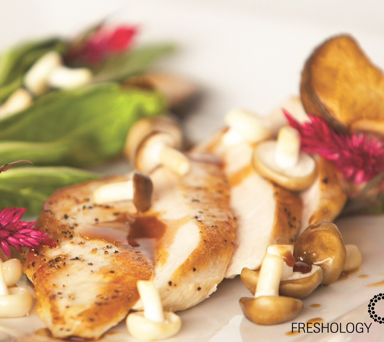 Chicken with bok choy and mushrooms